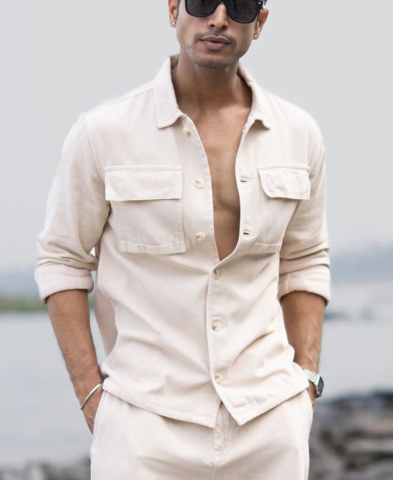 Beige Denim Overshirt - Image 2