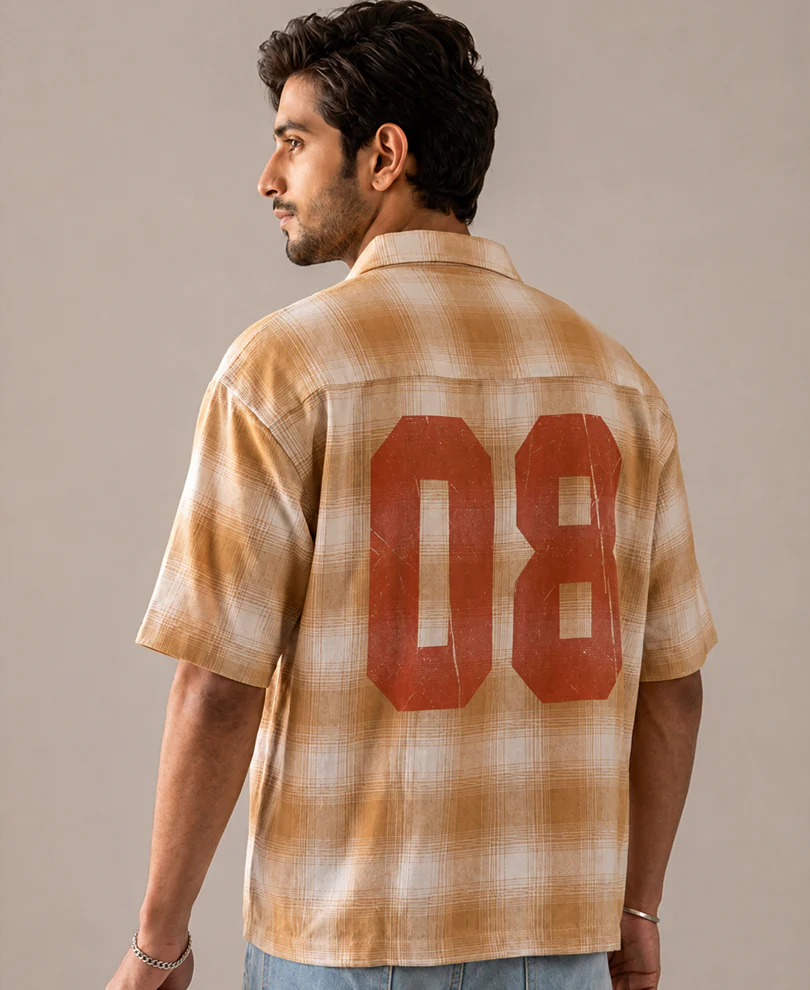 Beige Structured Checks Shirt - Image 5