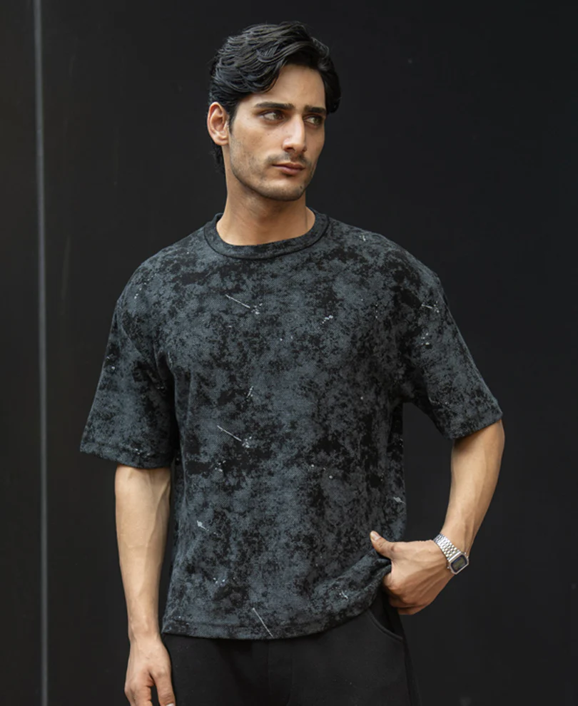 Black Abstract Print T-Shirt - Image 2