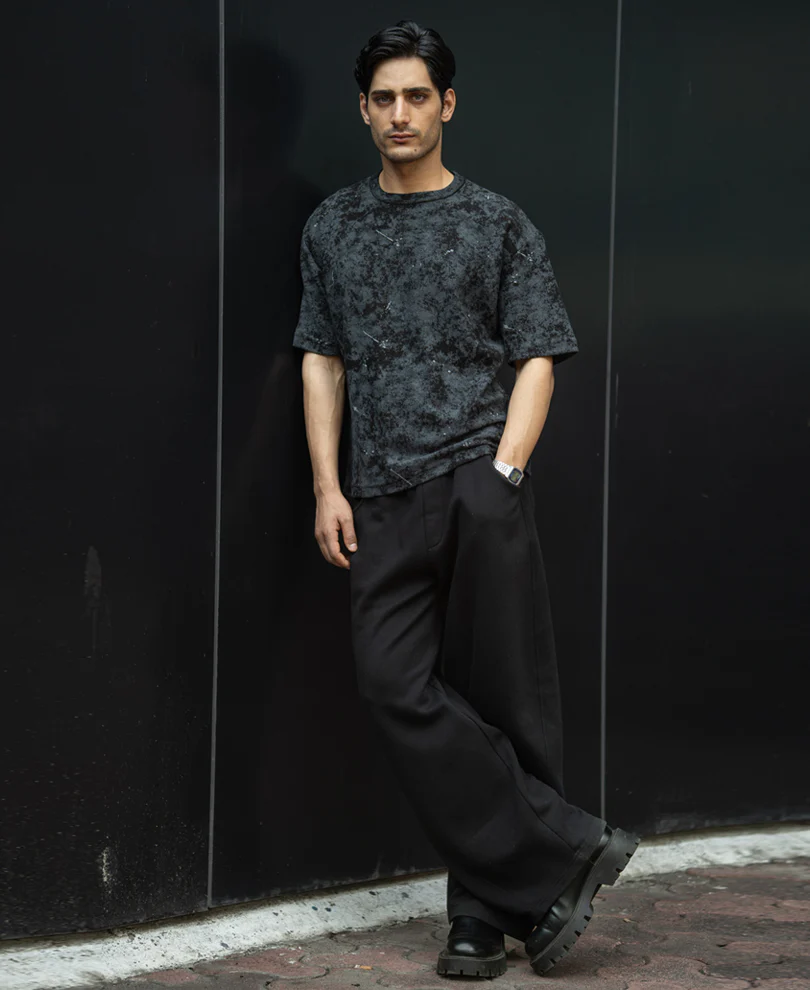 Black Abstract Print T-Shirt - Image 6