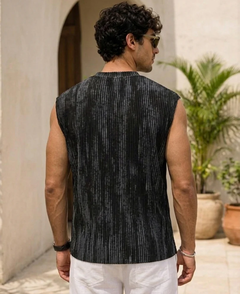 Black Abstract Print Vest - Image 2