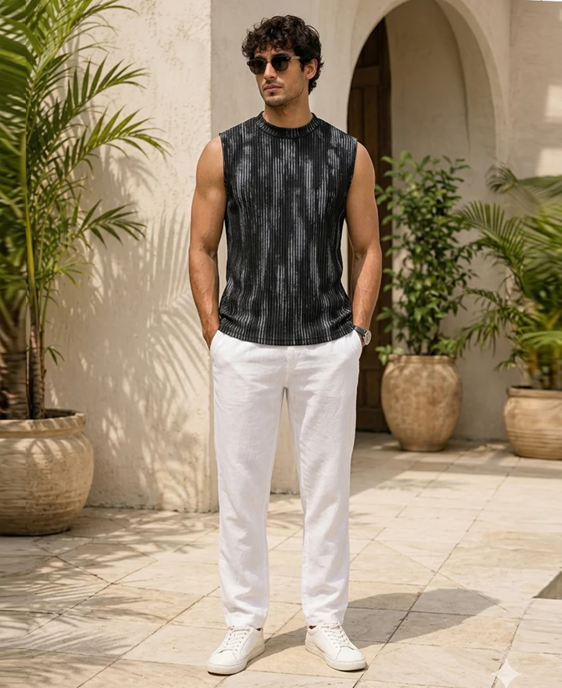 Black Abstract Print Vest - Image 5