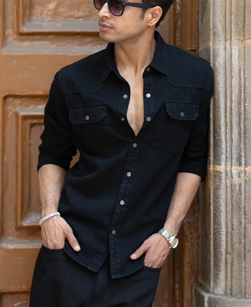 Black Denim Overshirt - Image 6