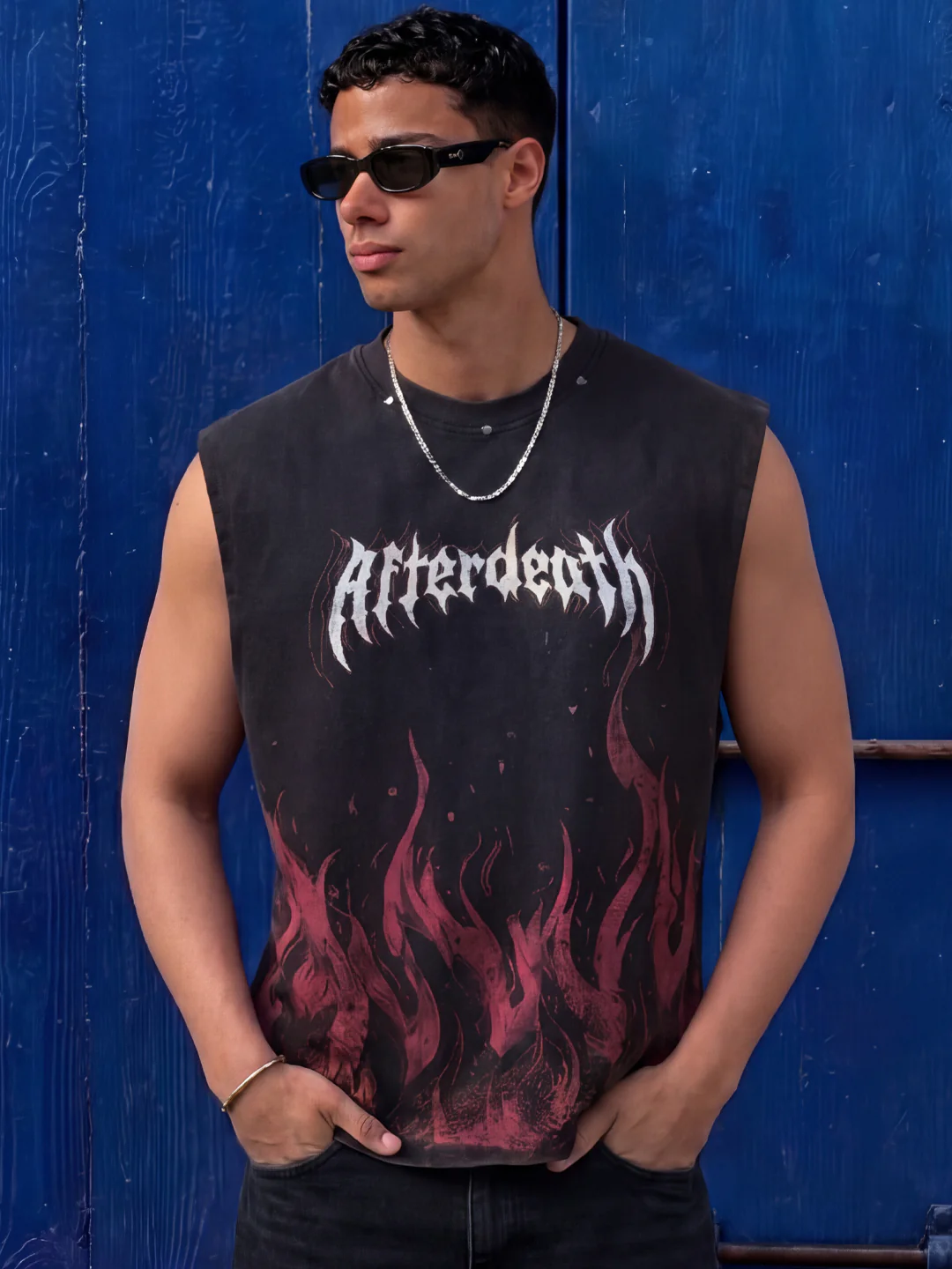 Black Gothic Rivets Vest 100% Cotton - Image 2