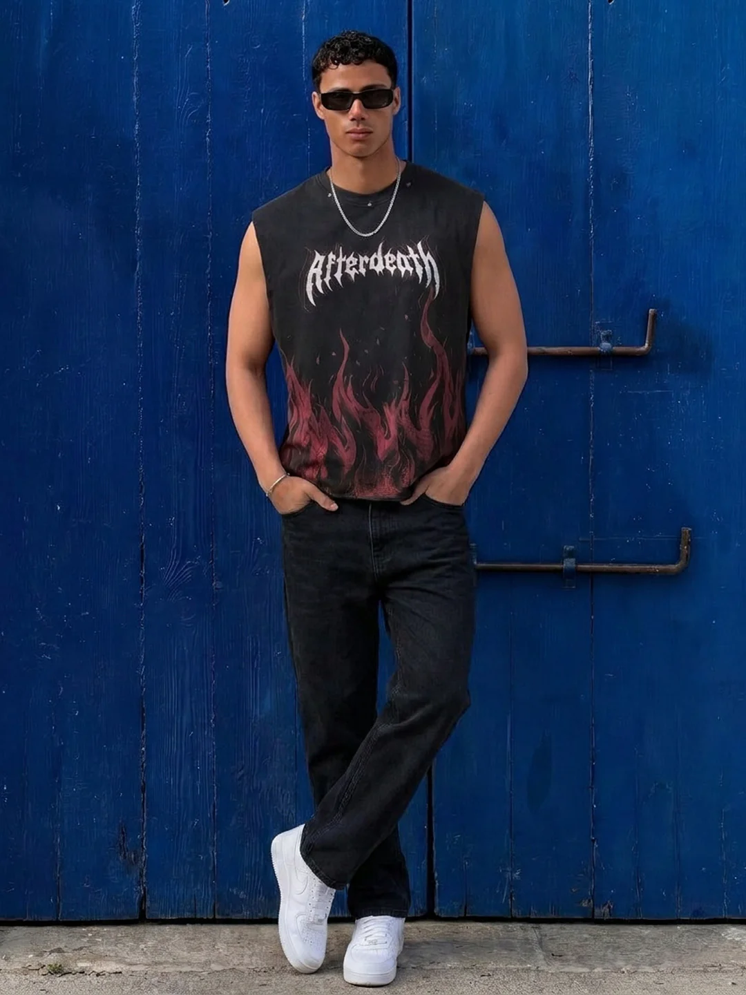 Black Gothic Rivets Vest 100% Cotton - Image 5