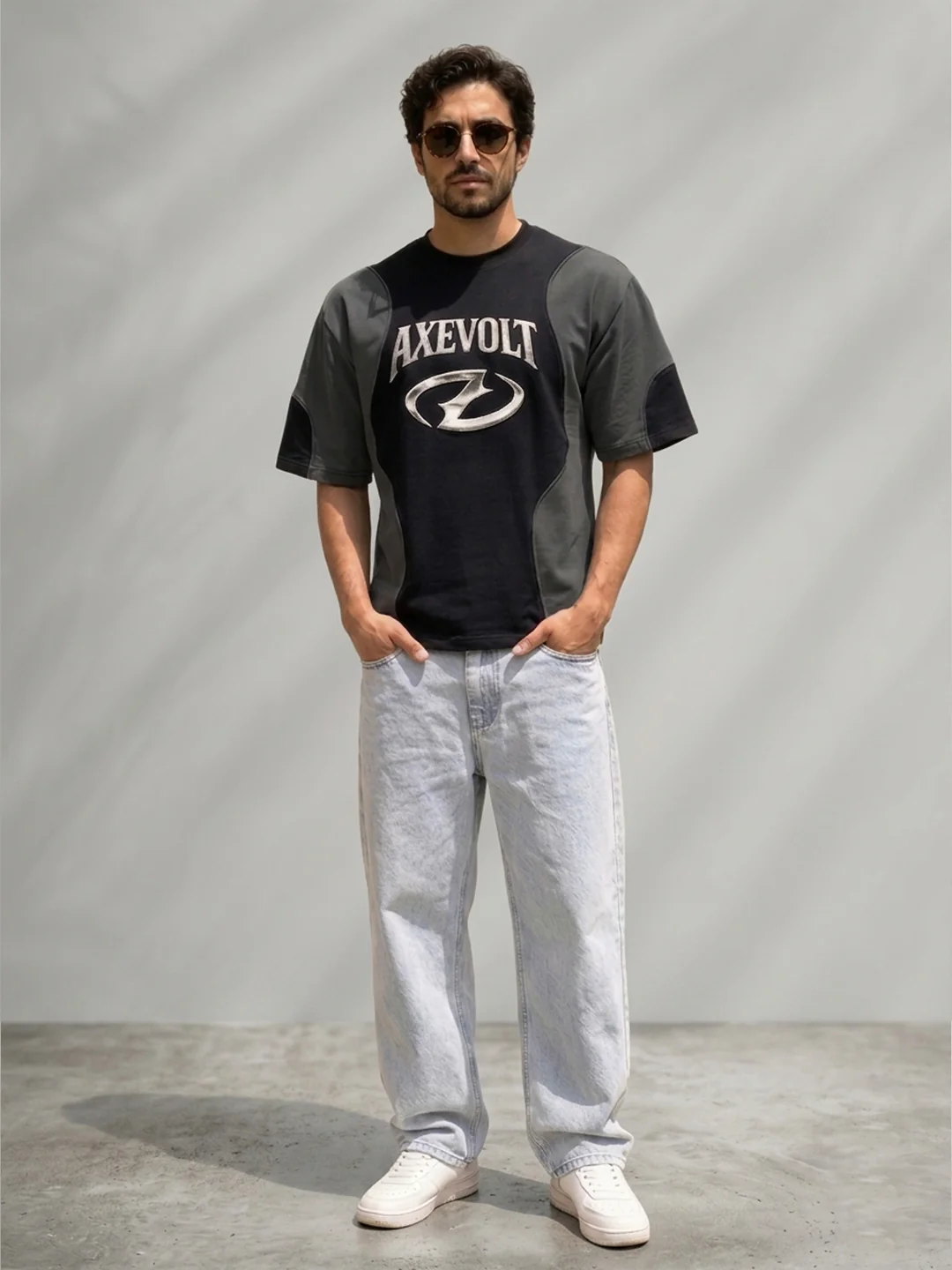 Black & Grey Graphic Panel T-Shirt 100% Cotton - Image 4