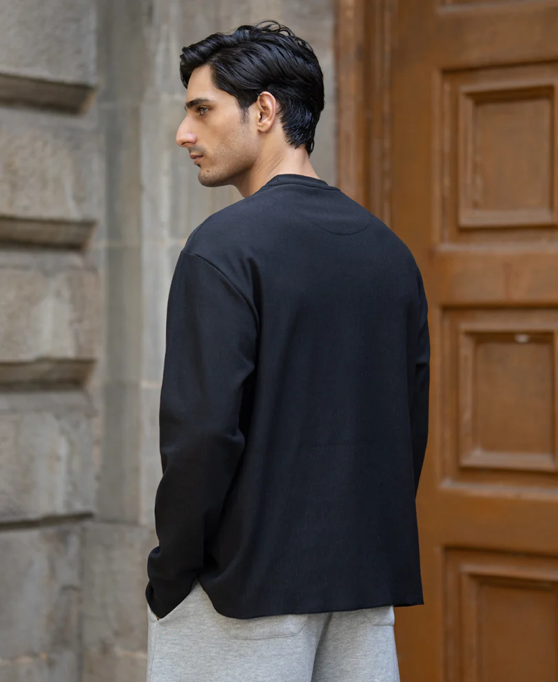 Black Rib Knit T-Shirt - Image 6