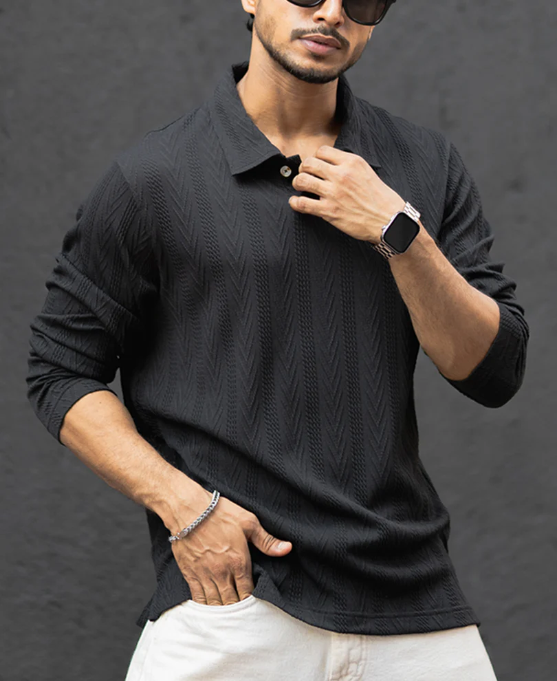 Black Structured Regular Fit T-Shirt - Image 2