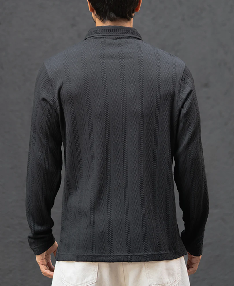 Black Structured Regular Fit T-Shirt - Image 3