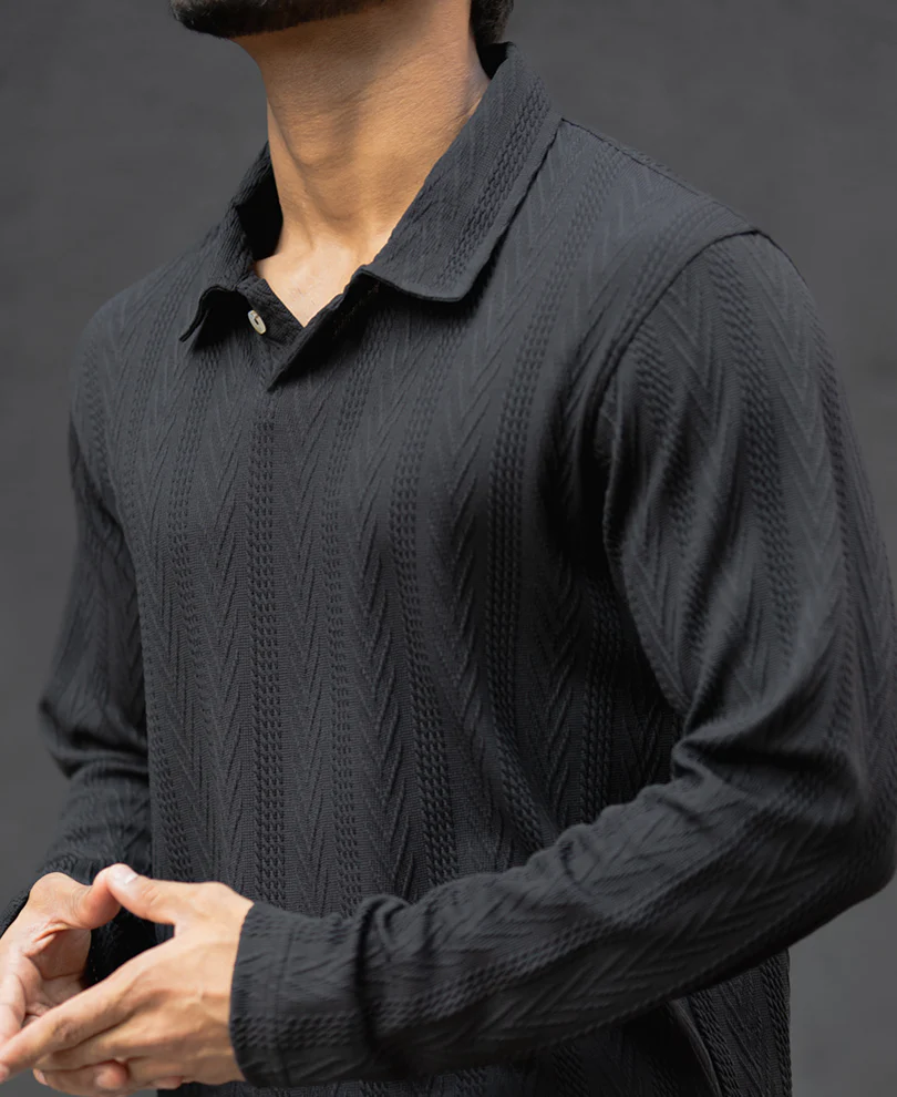 Black Structured Regular Fit T-Shirt - Image 4