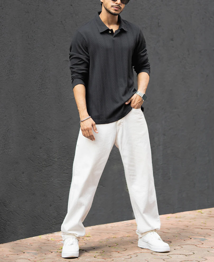 Black Structured Regular Fit T-Shirt - Image 5