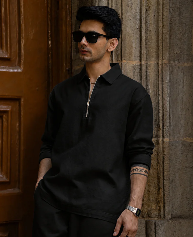 Black Structured Zipper Co-ord 100% Cotton - Image 2
