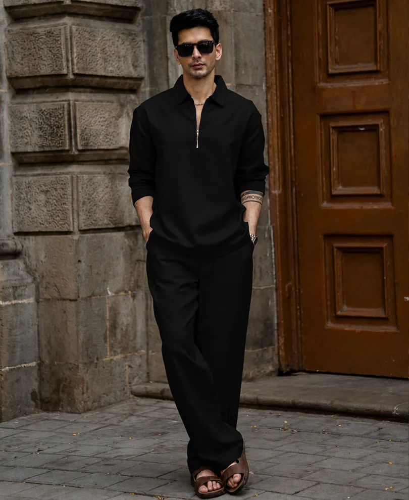 Black Structured Zipper Co-ord 100% Cotton - Image 7