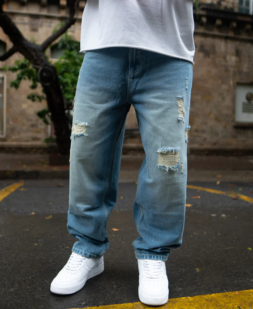 Blue Baggy Ripped Jeans - Image 3