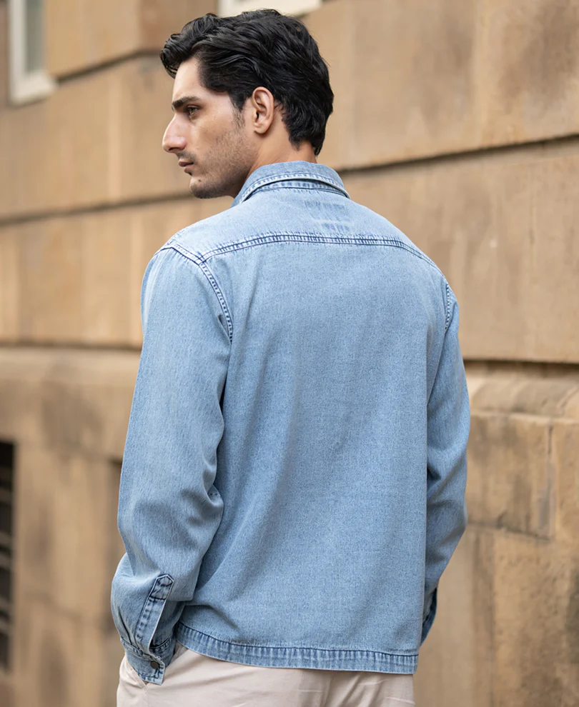 Blue Double Pocket Denim Shirt - Image 5