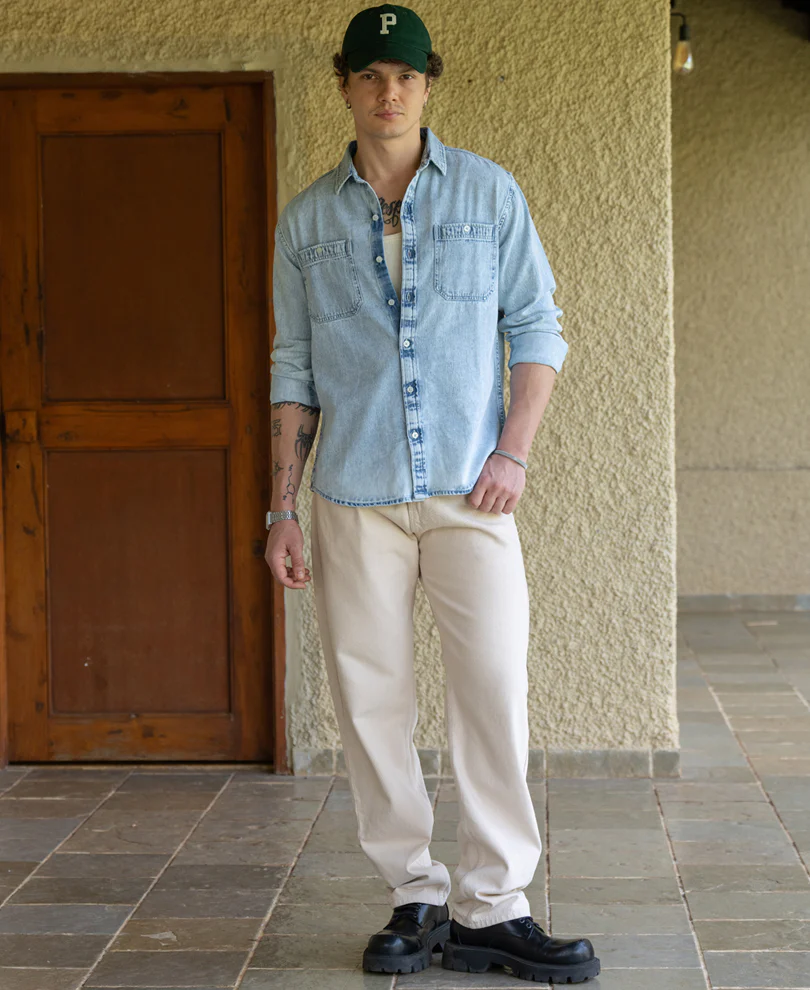 Blue Double Pocket Denim Shirt