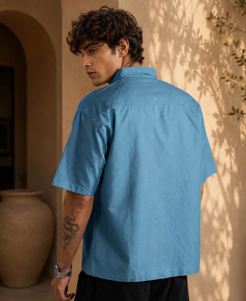 Blue Embroidered Oxford Shirt - Image 4