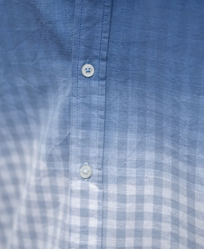 Blue Ombre Checked Shirt - Image 4