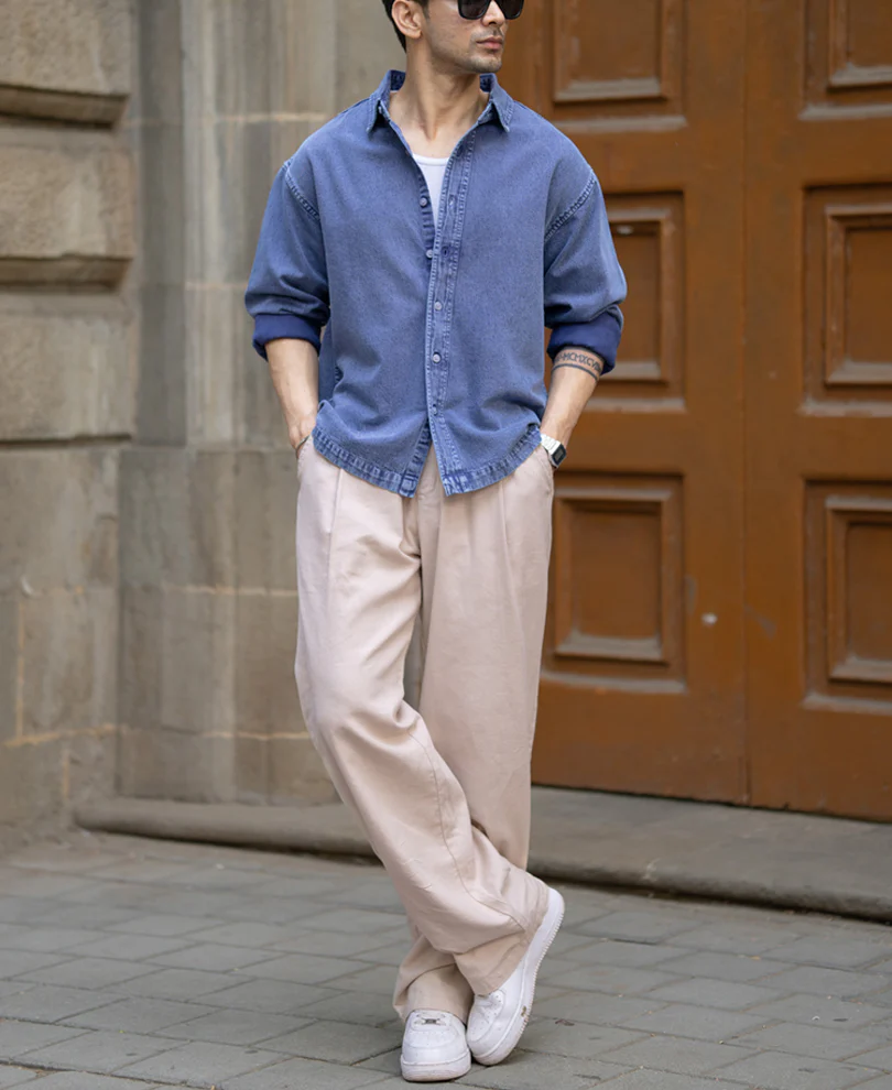 Blue Overdyed Twill Shirt 100% Cotton - Image 6