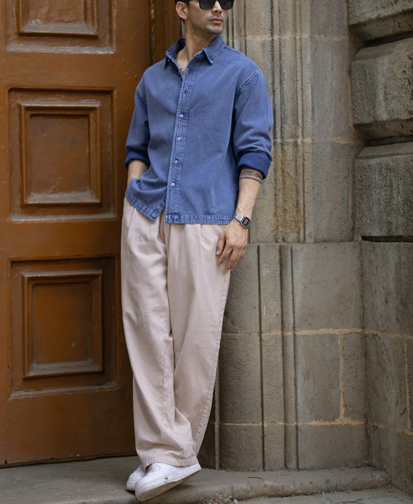 Blue Overdyed Twill Shirt 100% Cotton - Image 7