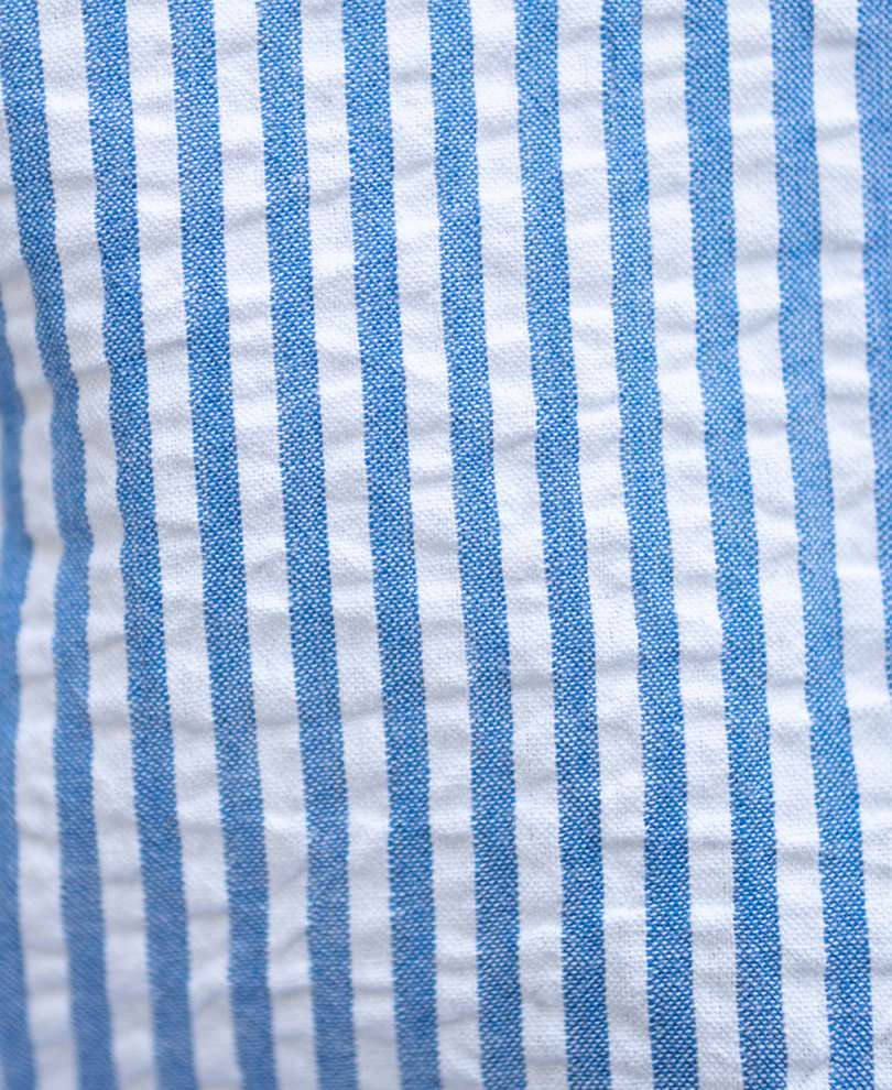 Blue Seersucker Printed Shirt 100% Cotton - Image 4
