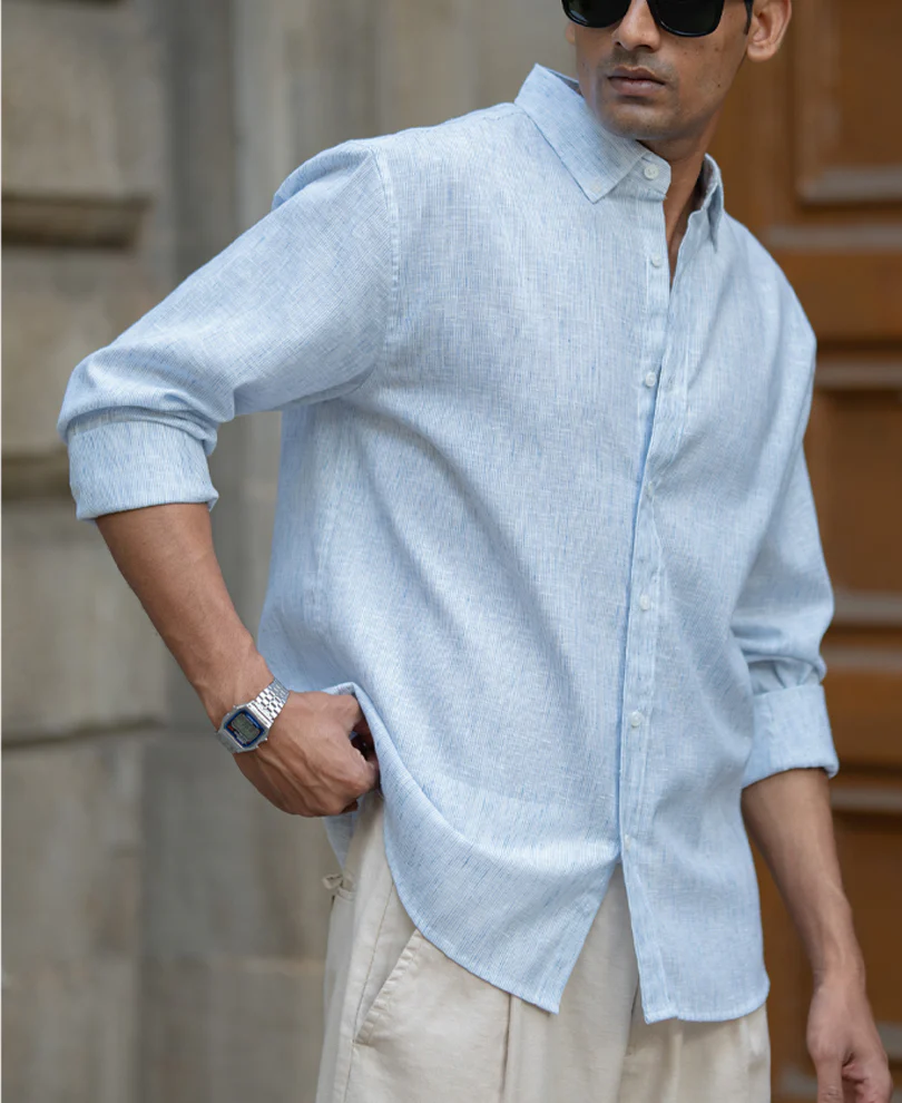 Blue Slub Stripe Shirt - Image 2