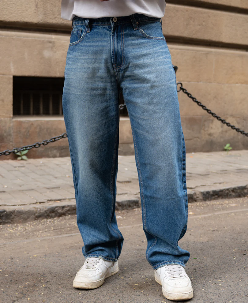 Blue Washed Baggy Jeans - Image 2