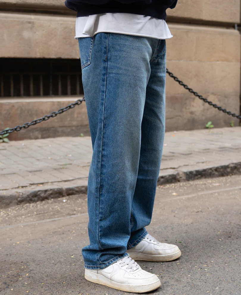 Blue Washed Baggy Jeans - Image 3