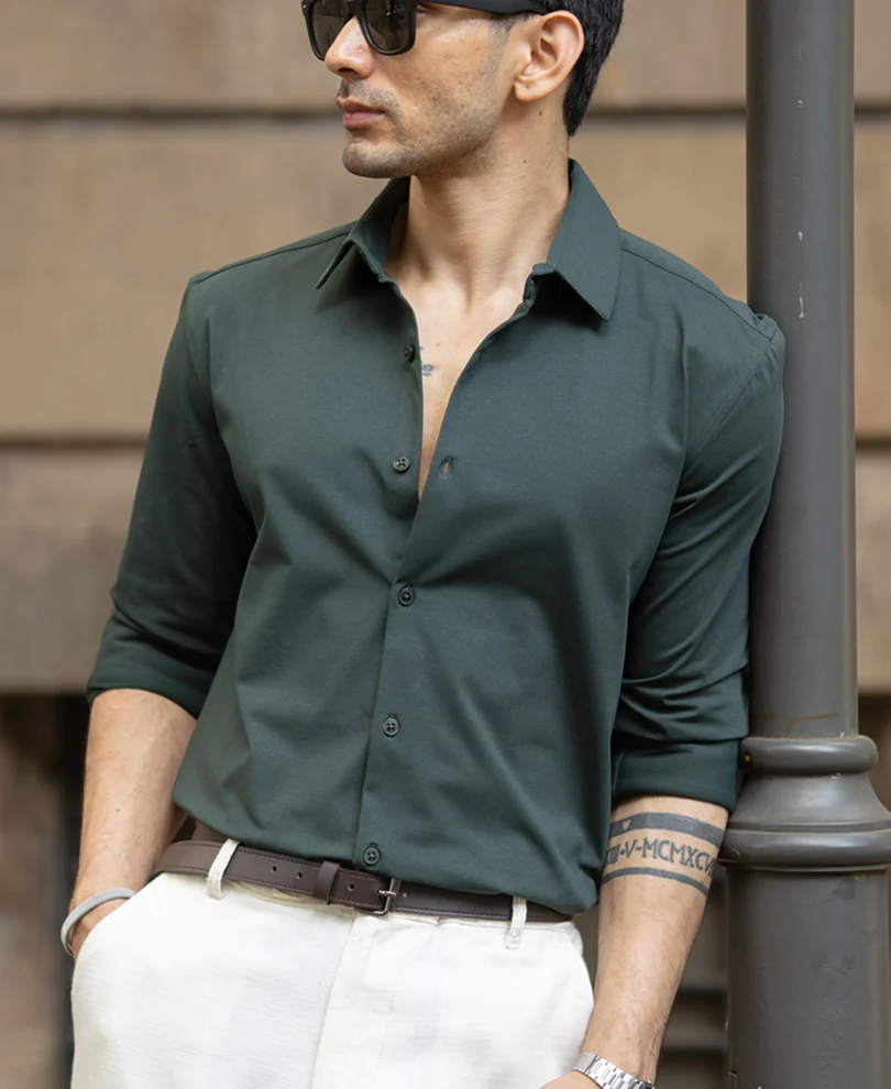 Bottle Green Stretch Shirt