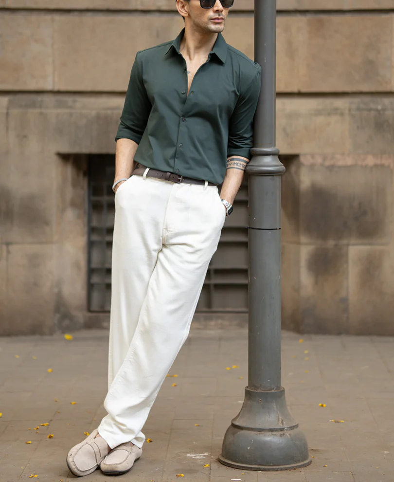 Bottle Green Stretch Shirt - Image 6