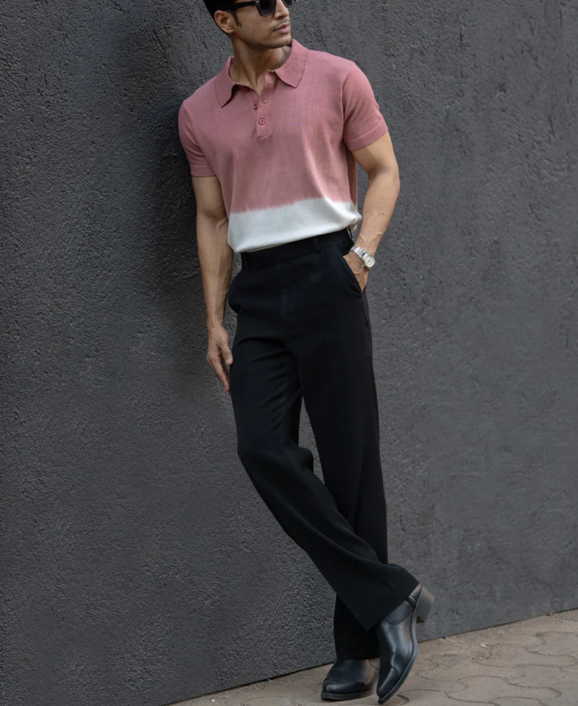 Brick Ombre Knit Polo T-Shirt - Image 7