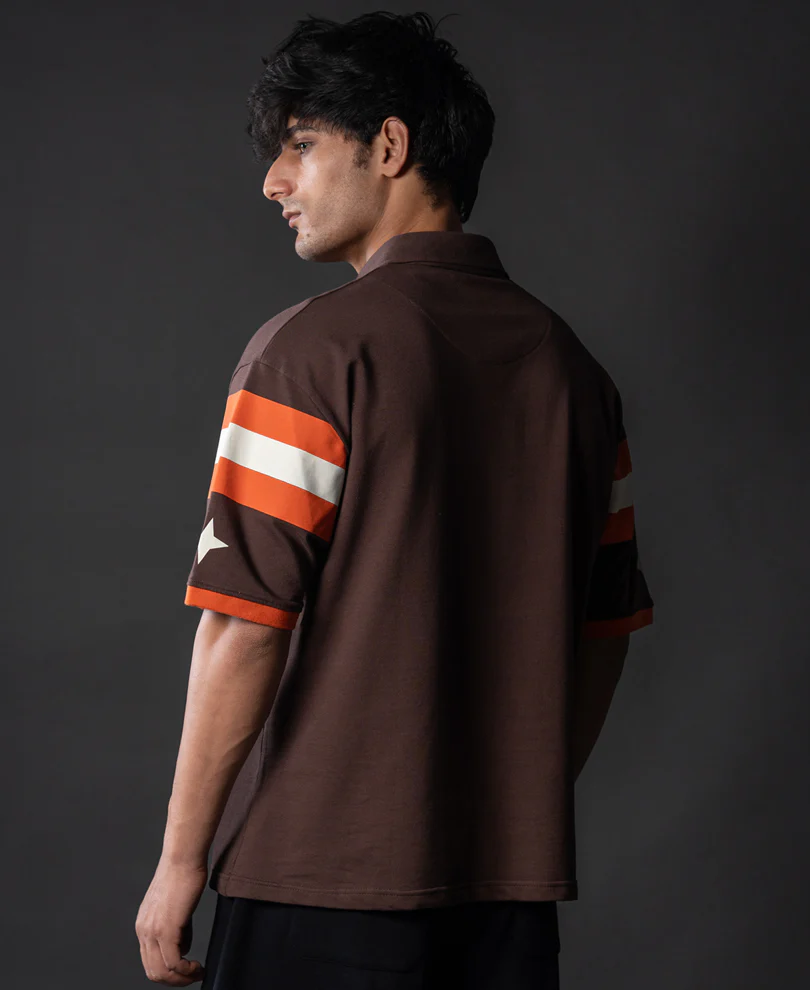 Brown Graphic Polo T-Shirt 100% Cotton - Image 5