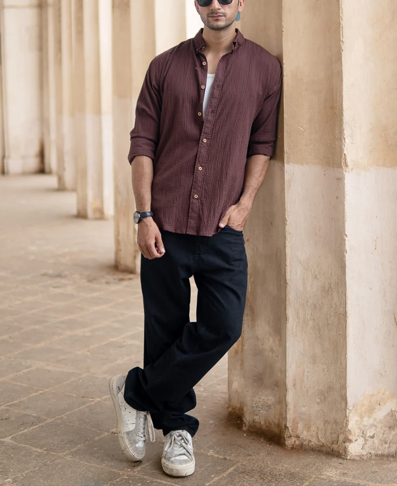 Brown Lightweight Structured Shirt - Image 6