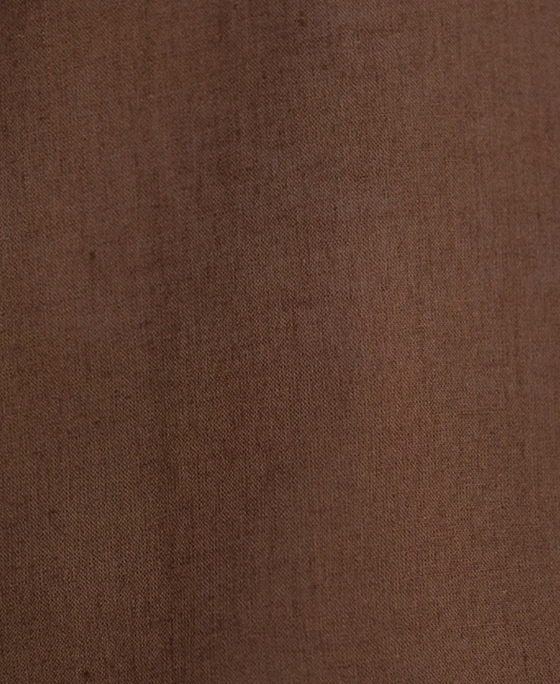 Brown Linen Blend Embroidery Shirt - Image 4