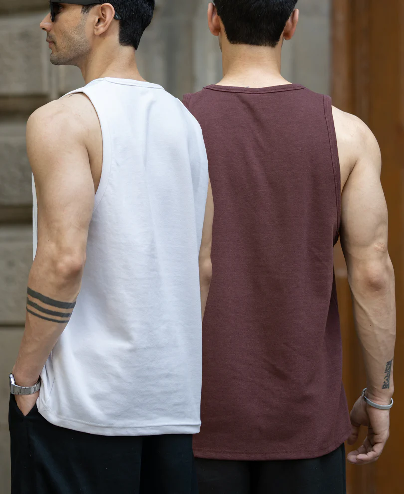 Brown & Off White Vest Combo (Pack Of 2) 100% Cotton - Image 8