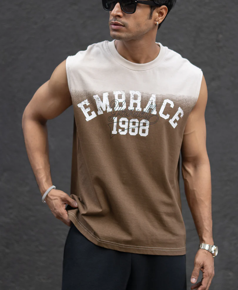 Brown Ombre Graphic Sando 100% Cotton - Image 2
