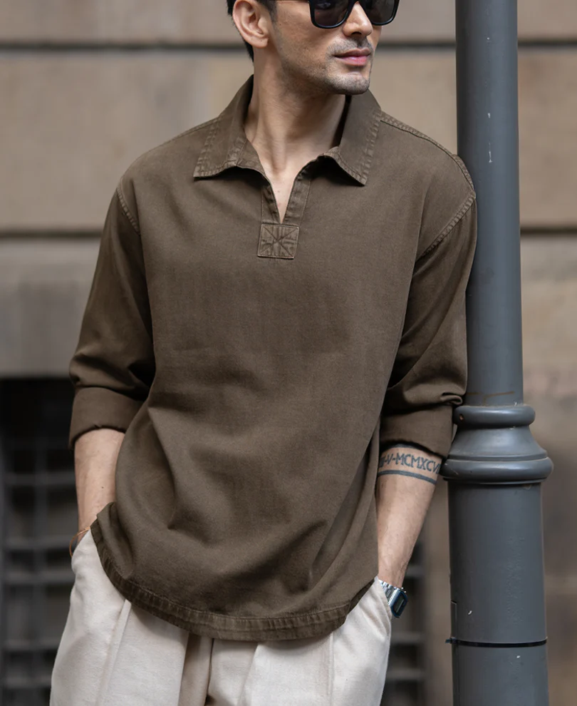 Brown Overdyed Kurta Shirt 100% Cotton