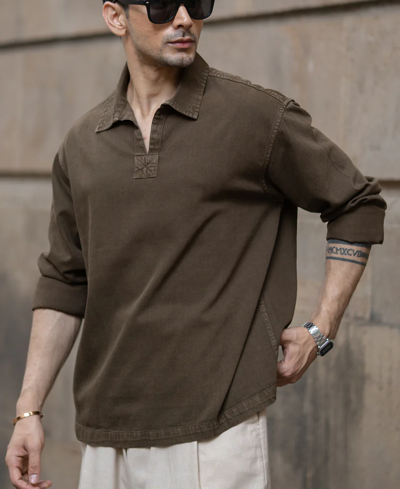 Brown Overdyed Kurta Shirt 100% Cotton - Image 2