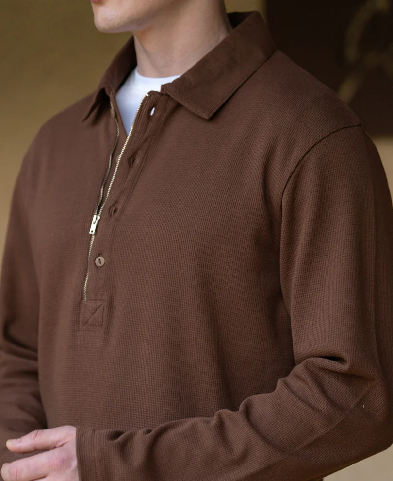Brown Structure Zipper T-Shirt - Image 3