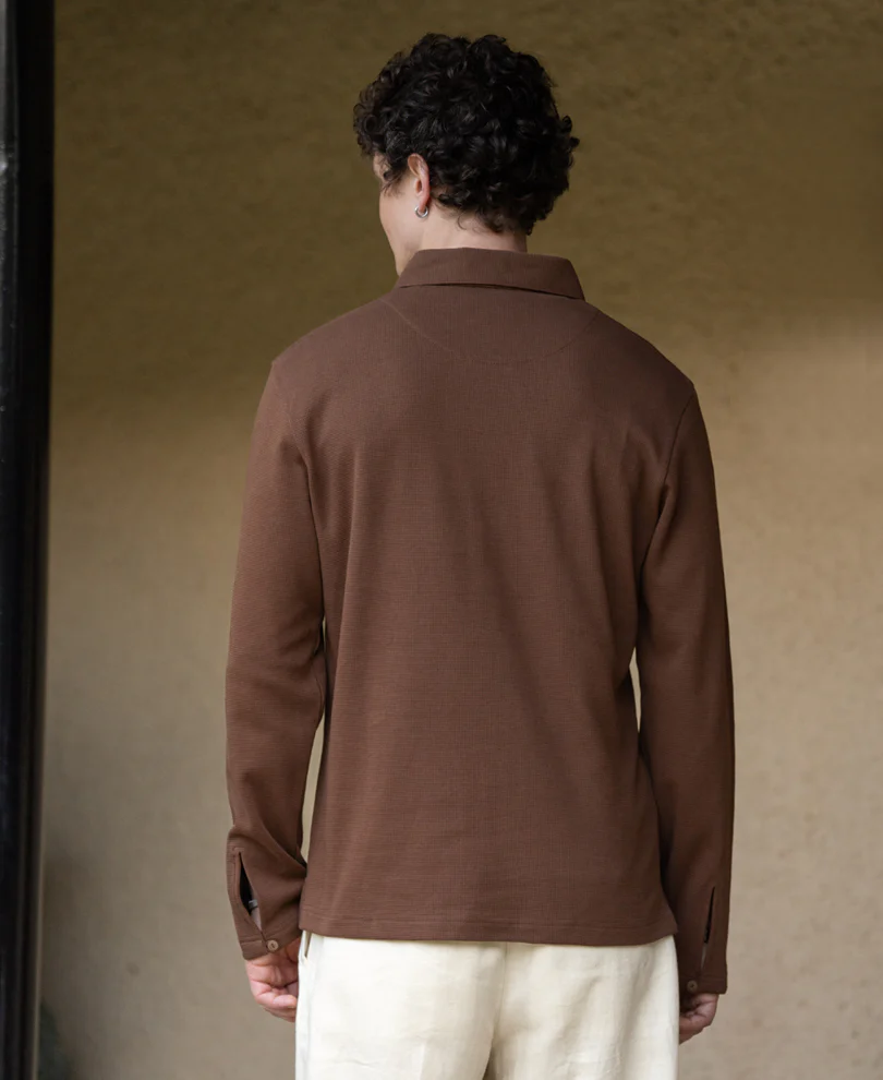 Brown Structure Zipper T-Shirt - Image 5