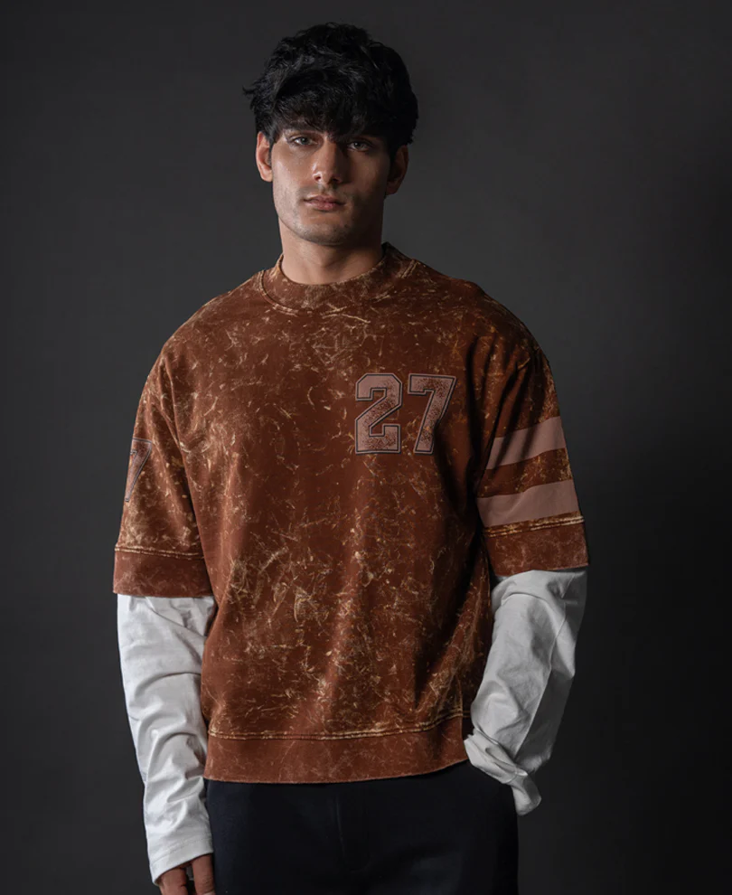 Brown Washed Graphic Oversized T-Shirt 100% Cotton - Image 2