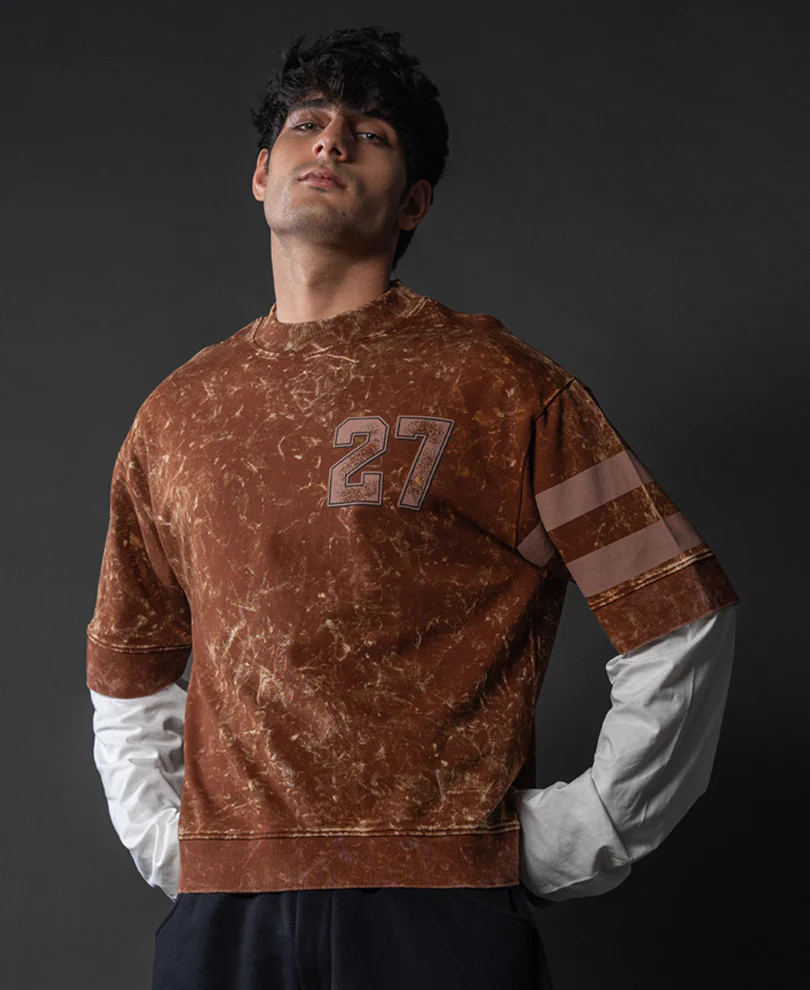Brown Washed Graphic Oversized T-Shirt 100% Cotton - Image 3