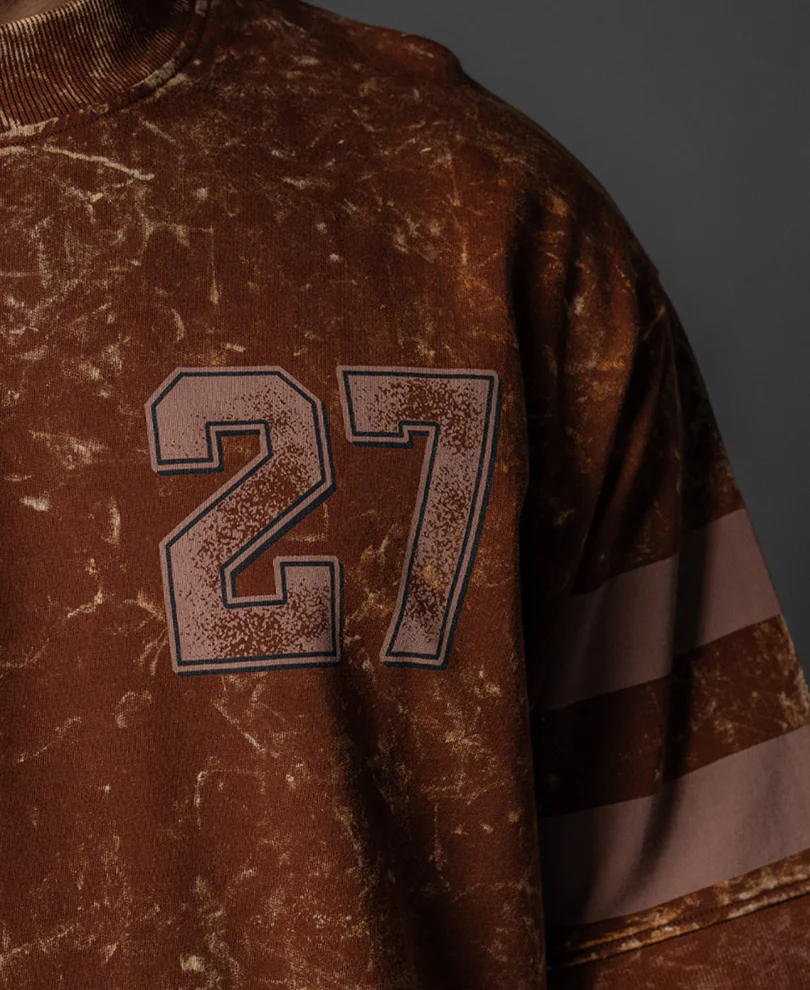 Brown Washed Graphic Oversized T-Shirt 100% Cotton - Image 5