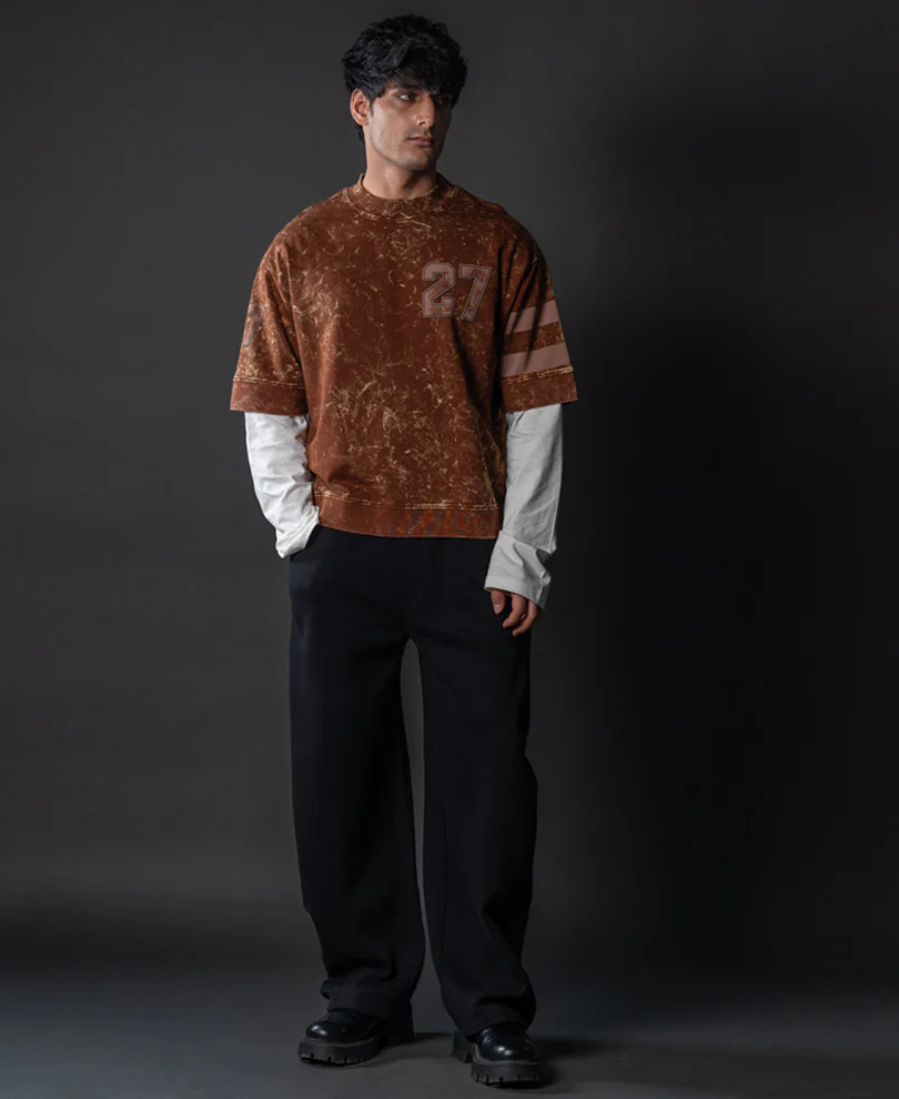 Brown Washed Graphic Oversized T-Shirt 100% Cotton - Image 8