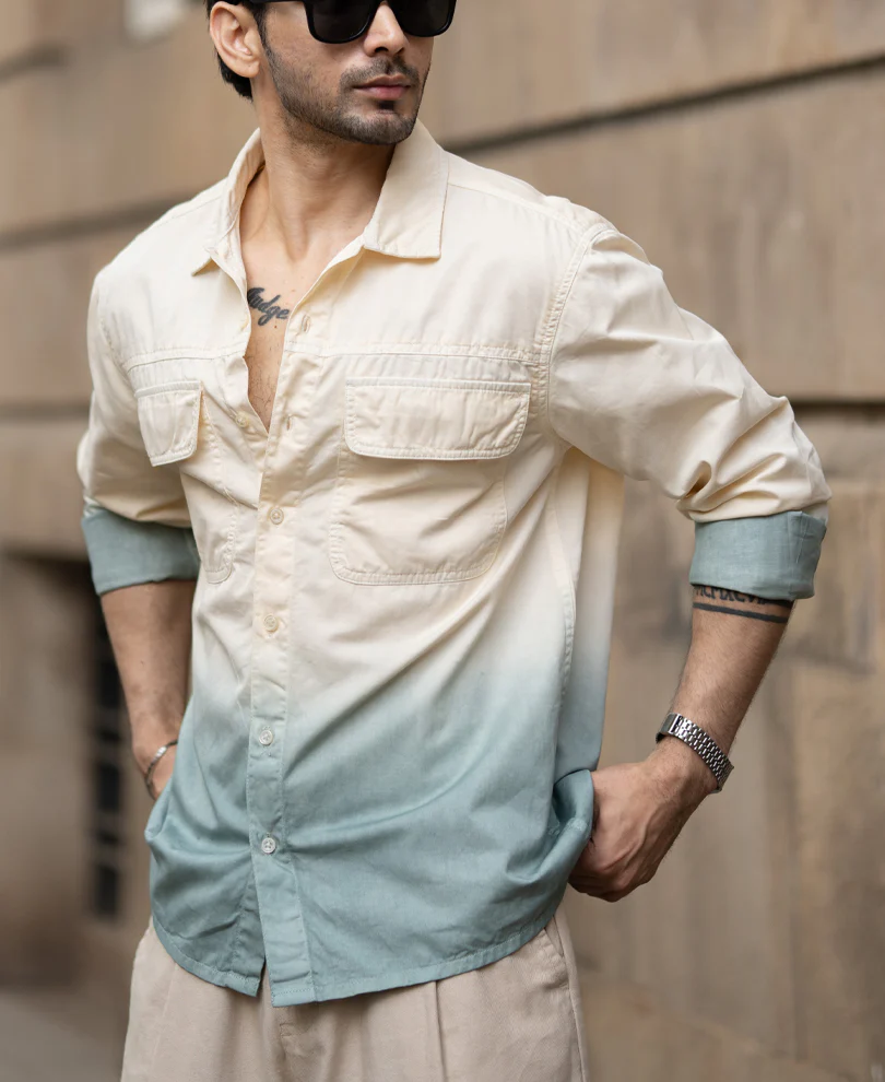 Butter Yellow Structured Ombre Shirt 100% Cotton - Image 2