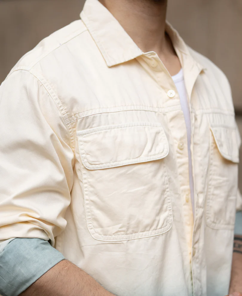 Butter Yellow Structured Ombre Shirt 100% Cotton - Image 3