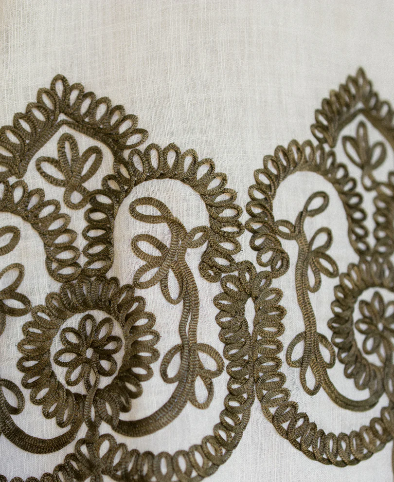 Cream Embroidered Kurta Shirt - Image 3