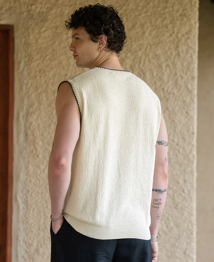 Cream Knit Structured Vest 100% Cotton - Image 5