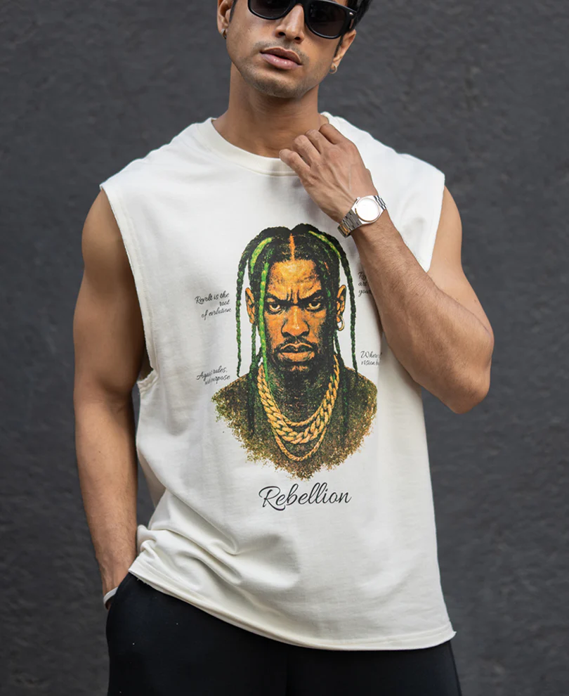 Cream Rebel Graphic Vest 100% Cotton - Image 2