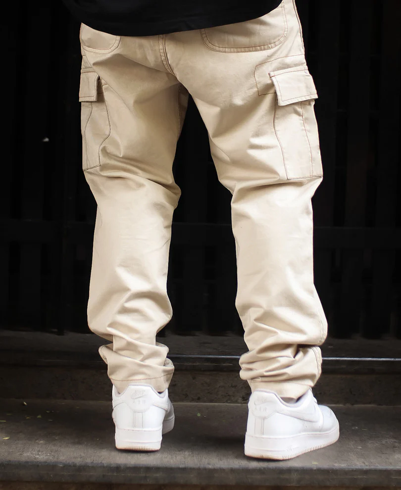 Cream Regular Fit Pocket Cargo Pant - Image 3